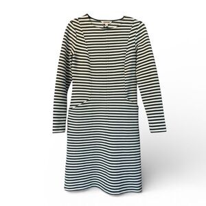 Boden Dark Green and White Striped Ellen Ottoman Long Sleeve Dress 4L